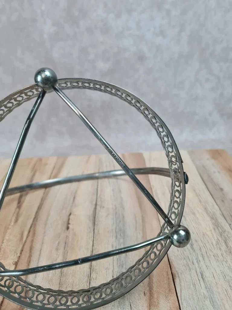 Kleine vintage display in zilverkleurig metaal & blauw kobalt glas – Made in England – photo 5